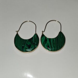 Elegant Green and Gold Hoop Earrings